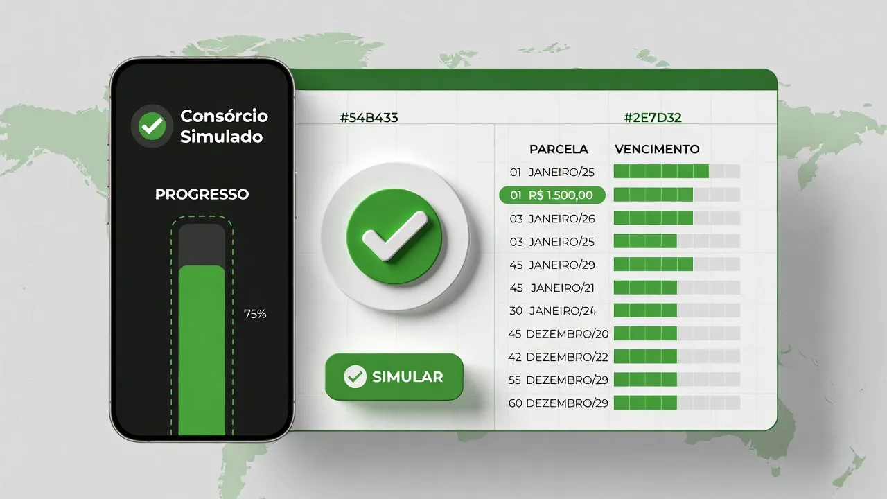 Plataforma de consórcio digital com simulador e painel do cooperado